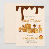 Invitation Brown et miel Chocolat Dessert Baby shower (Devant / Derrière)