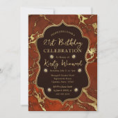 Invitation Brown et or Automne Marbre d'automne 21e anniversa (Devant)