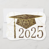 Invitation Brown et or Floral Casquette 2025 Graduation Party (Devant)