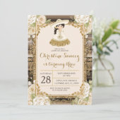 Invitation Brown et or Mexicaine Troisième anniversaire (Debout devant)