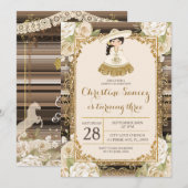 Invitation Brown et or Mexicaine Troisième anniversaire (Devant / Derrière)