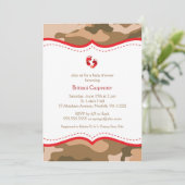 Invitation Brown et rouge de baby shower de Camo (Debout devant)