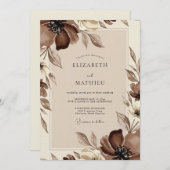 Invitation Brown Ethereal Bloom Wedding (Devant / Derrière)