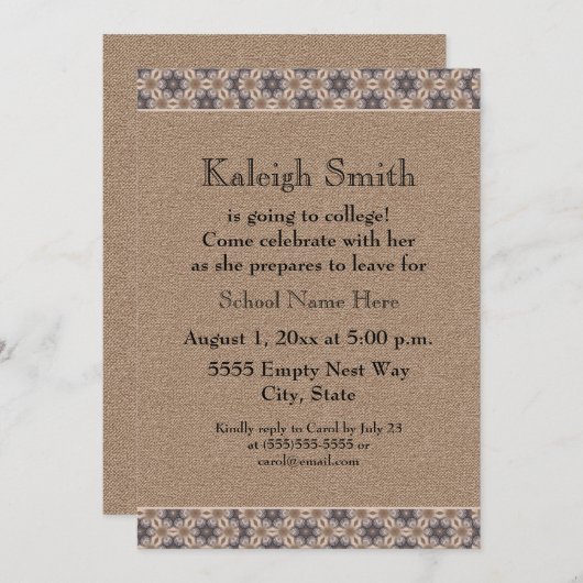 Invitation Brown Floral Abstrait Trunk Party (Devant / Derrière)