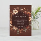 Invitation Brown Floral Autumn Romance Wedding (Debout devant)