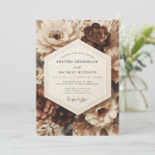 Invitation Brown Floral Opulent Wedding (Debout devant)
