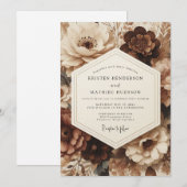 Invitation Brown Floral Opulent Wedding (Devant / Derrière)