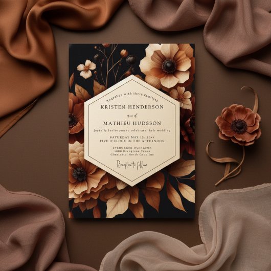 Invitation Brown Floral Opulent Wedding