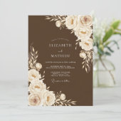 Invitation Brown Floral Romance Wedding (Debout devant)