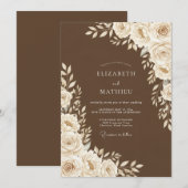 Invitation Brown Floral Wedding (Devant / Derrière)