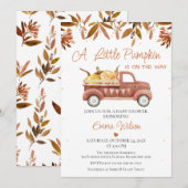 Invitation Brown Foliage Heart Citrouille Baby shower de cami (Devant / Derrière)