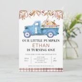 Invitation Brown Foliage Petit camion Citrouille 1er annivers (Debout devant)