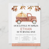 Invitation Brown Foliage Petit camion Citrouille Anniversaire (Devant)