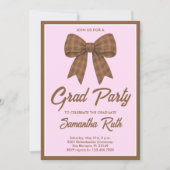 Invitation Brown Gingham Bow Graduation Party (Devant)