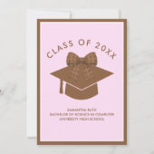 Invitation Brown Gingham Bow Graduation Party (Dos)