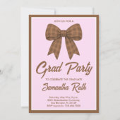Invitation Brown Gingham Bow Photo Graduation Party (Dos)