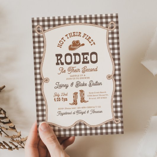 Invitation Brown Gingham Pas Leur Premier Rodéo