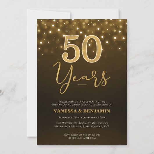 Invitation Brown Gold 50 ans 50e Anniversaire de Mariage (Devant)