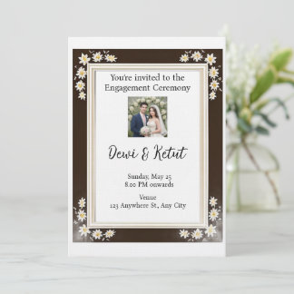Invitation Brown & Gold Frame Wedding Engagement