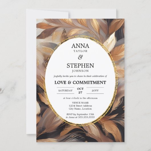 Invitation Brown & Gold Love & Commitment Ceremony (Devant)