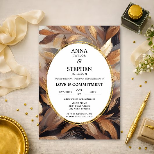 Invitation Brown & Gold Love & Commitment Ceremony