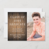 Invitation Brown Grange Wood 3 Photo Graduation Party (Devant)
