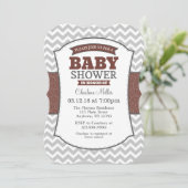 Invitation Brown Grey Chevron Baby shower (Debout devant)