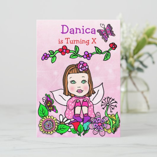 Invitation Brown Haired Fairy Anniversaire (Debout devant)