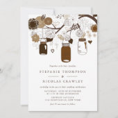 Invitation Brown Hanging Mason Jars Mariage (Devant)