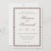 Invitation Brown Harlequin Checkered Rehearsal Dinner (Devant)