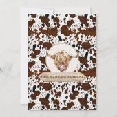 Invitation Brown Highland Cow Cow Imprimer Anniversaire (Dos)