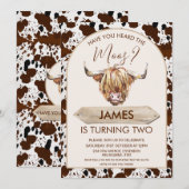 Invitation Brown Highland Cow Cow Imprimer Anniversaire (Devant / Derrière)
