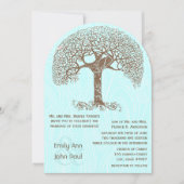 Invitation Brown Inséparable bois Turquoise Mariage (Devant)