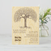 Invitation Brown Inséparable Tan Yellow Woodgrain Mariage (Debout devant)
