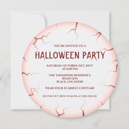 Invitation Brown Iris Eyeball Blooshot Eye Halloween Party (Dos)