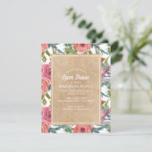Invitation Brown Kraft Pink Boho Floral Graduation Open House (Debout devant)