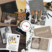 Invitation Brown Kraft Simple Graduate Photo Party