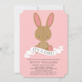 Invitation Brown lapin farci lapin fille Baby shower Invitati (Devant)