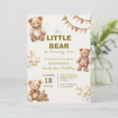 Invitation Brown Little Bear is Turning One Birthday Party (Debout devant)