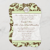 Invitation Brown Mariage damassé Spring Green (Devant / Derrière)