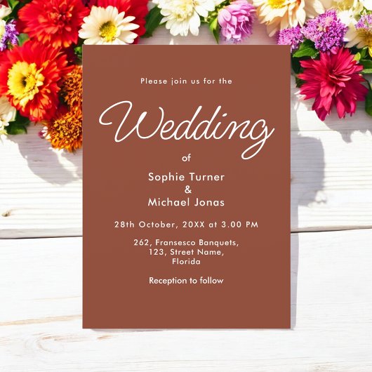 Invitation Brown Mariage Terracotta Minimaliste
