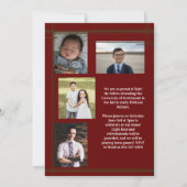 Invitation Brown Maroon School Couleur Graduation Photo Plaid (Dos)