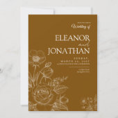 Invitation Brown Minimalist Rustic Floral Elegant Wedding (Devant)