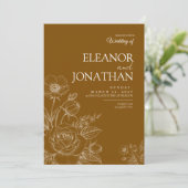 Invitation Brown Minimalist Rustic Floral Elegant Wedding (Debout devant)