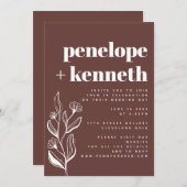Invitation Brown minimaliste Boho moderne (Devant / Derrière)
