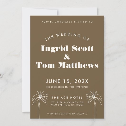 Invitation Brown minimaliste Mariage Tropiques (Devant)