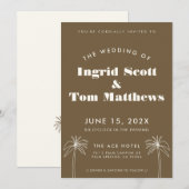 Invitation Brown minimaliste Mariage Tropiques (Devant / Derrière)