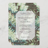 Invitation Brown Mint Tropical Green Feuille Mariage (Devant / Derrière)