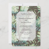 Invitation Brown Mint Tropical Green Feuille Mariage (Devant)