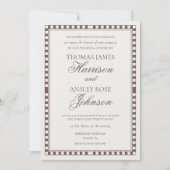 Invitation Brown Mocha Harlequin Checkered Wedding (Devant)